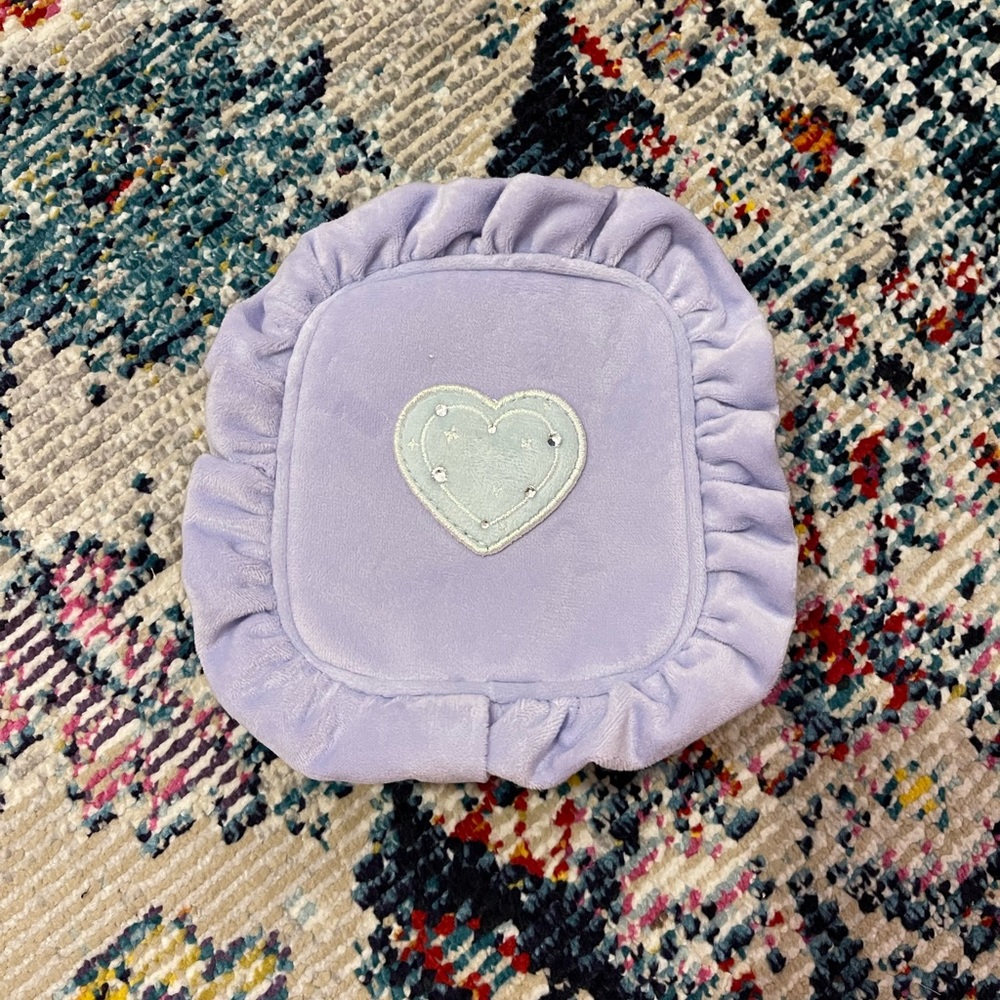 NWT SCL Purple velvet MINI pouch with heart